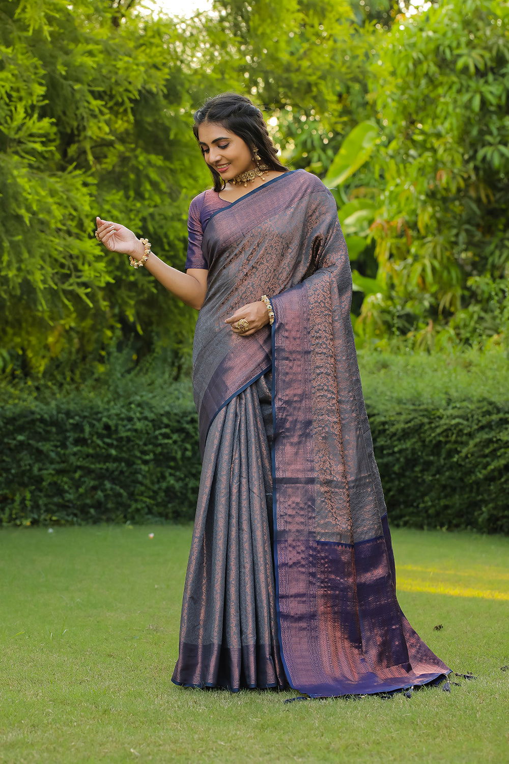 PURE BANARASHI SILK SAREE WITH GREY COLOR VK2