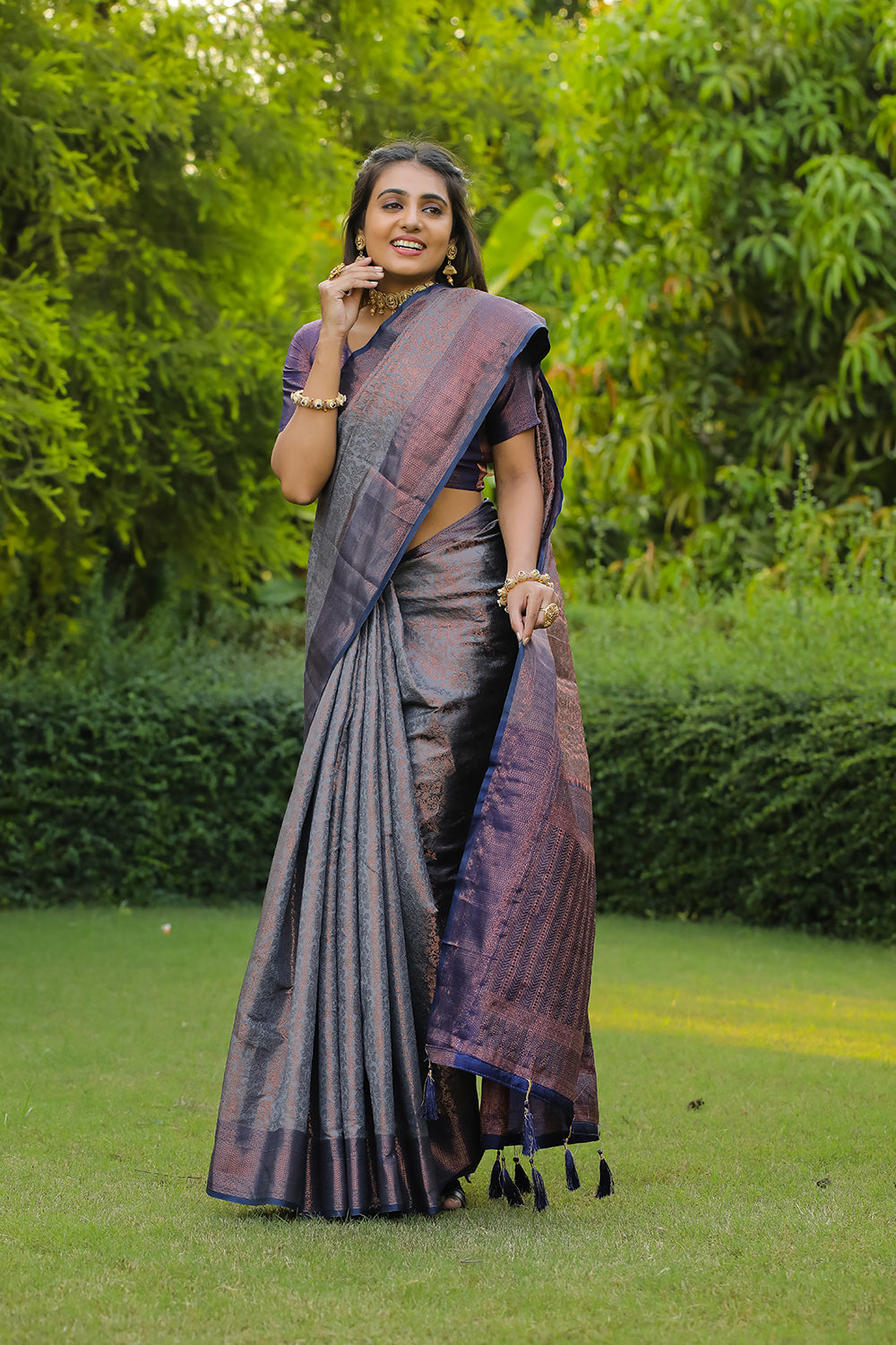 PURE BANARASHI SILK SAREE WITH GREY COLOR VK2
