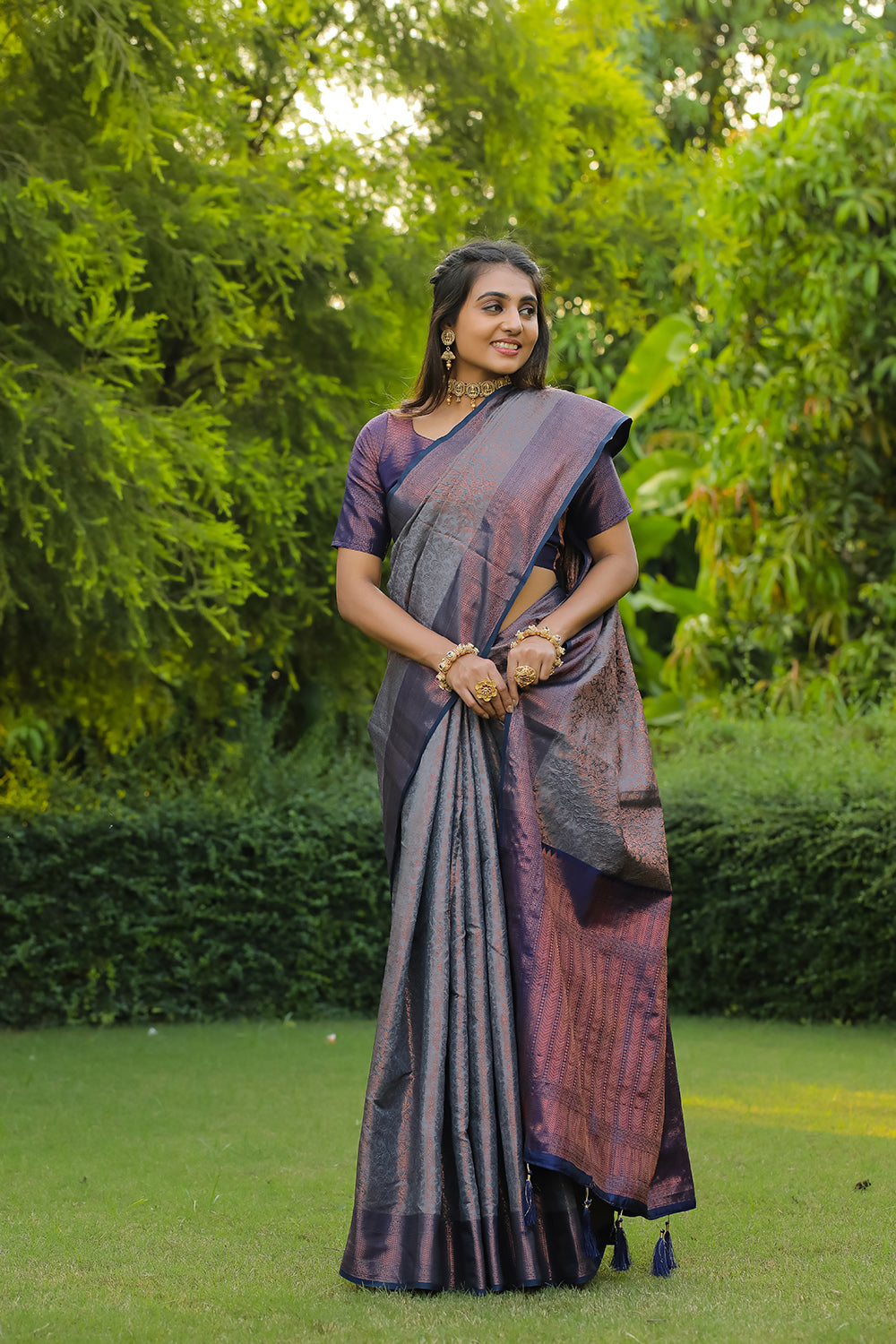 PURE BANARASHI SILK SAREE WITH GREY COLOR VK2