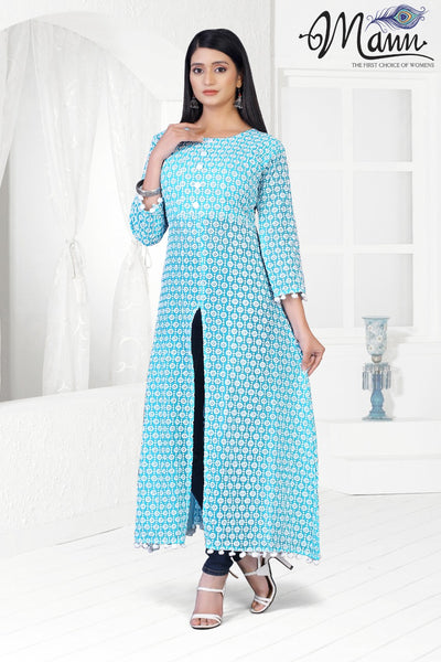 Presenting Exclusive Chifli Work Sky Blue Kurti