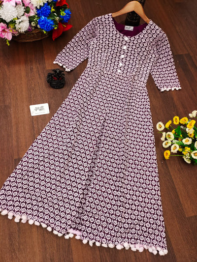 Presenting Exclusive Chifli Work Purple Kurti