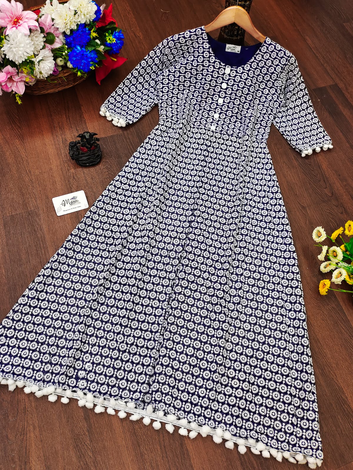 Presenting Exclusive Chifli Work Dark Blue Kurti